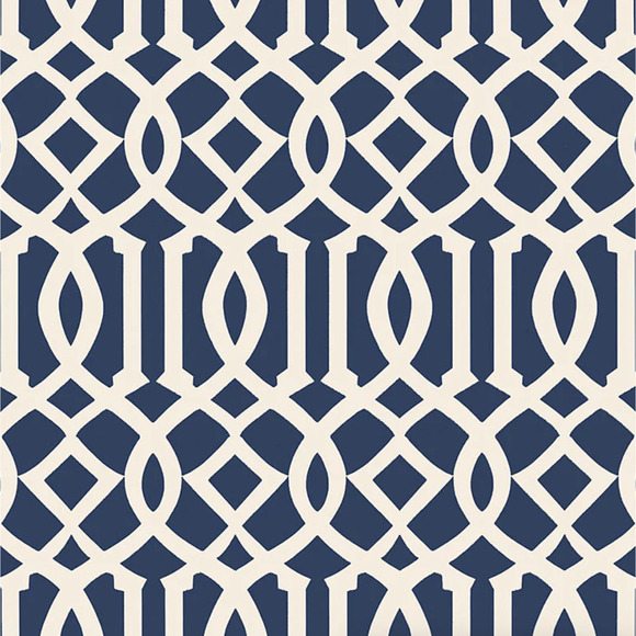 NEW 2 Rolls SCHUMACHER 5005801 Imperial Trellis Blue White Wallpaper - Picture 3 of 7